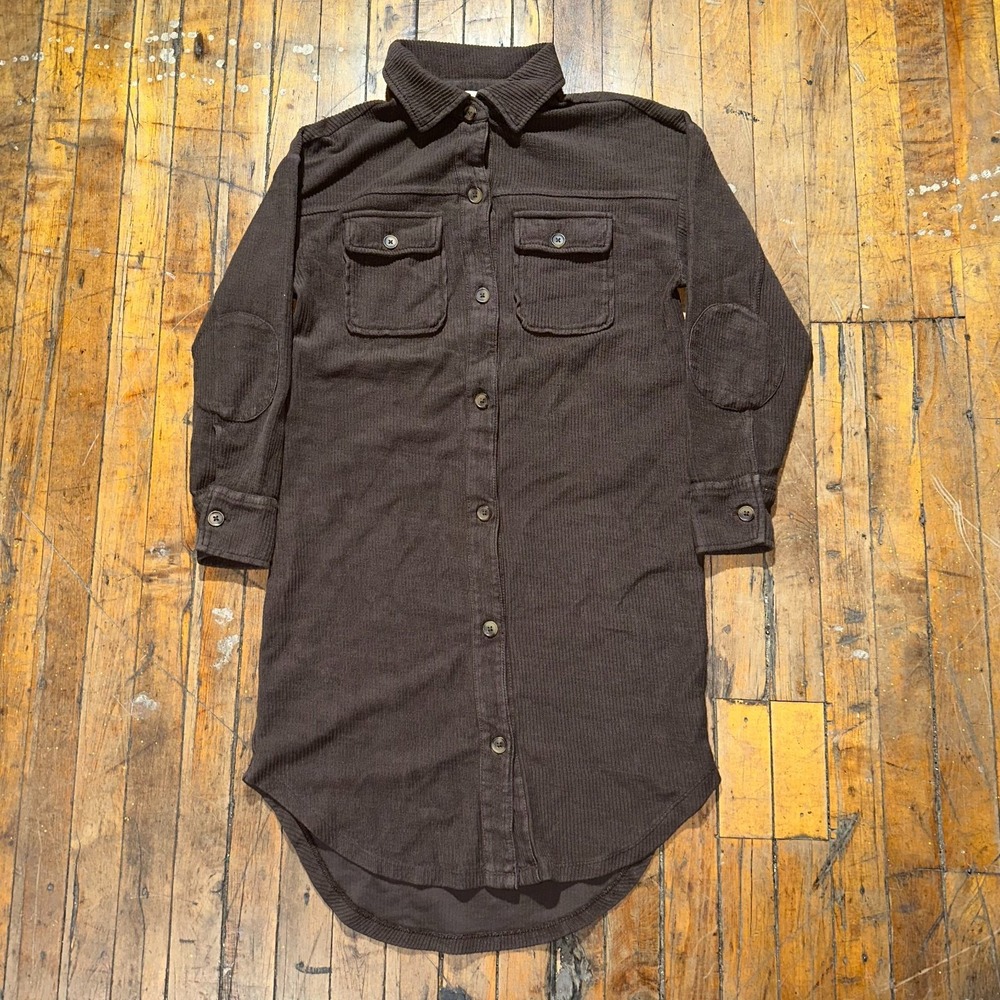 Pilcro Shirt Dress Women's Size‎ 2XS Brown Corduroy Cotton Long Sleeve Collared